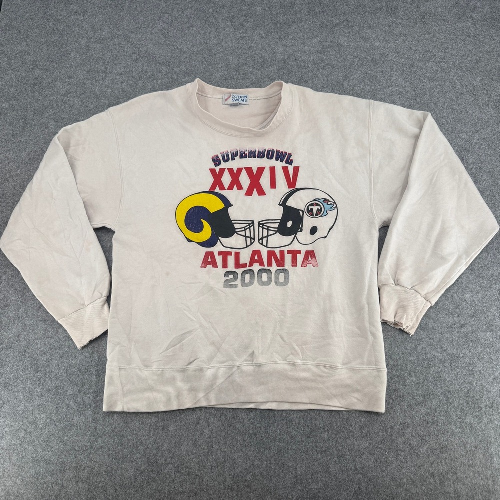 Super Bowl XXXIV Sweatshirt Mens M Ivory NFL Football Jerzees Cotton Sweats